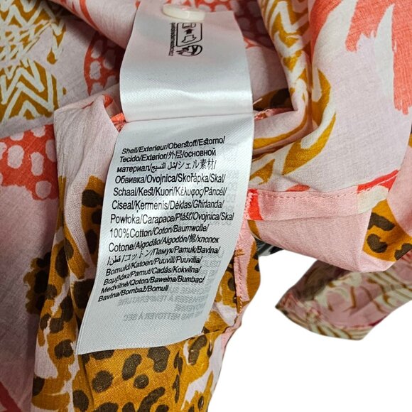 Farm Rio x Anthropologie Long-Sleeve Printed Buttondown Shirt Cheetah Lobster, S - Picture 8 of 9